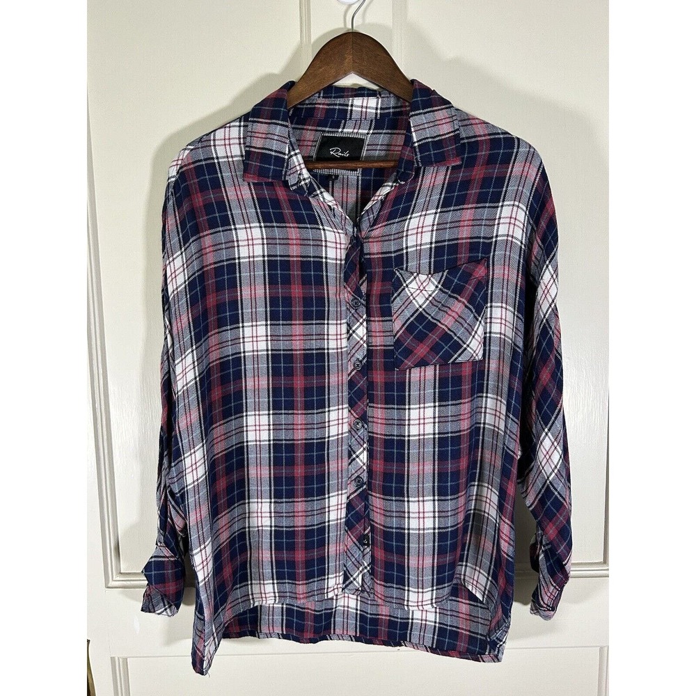 Rails Women’s Red Blue Plaid Slouch Style Button Shirt Size Small